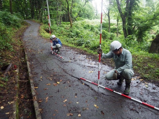 道路の亀裂状況写真