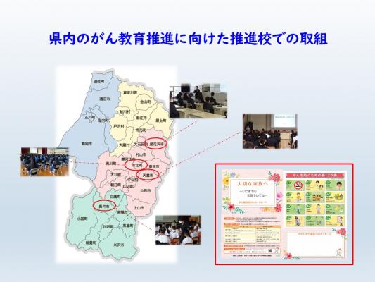 県内のがん教育推進に向けた推進校での取組