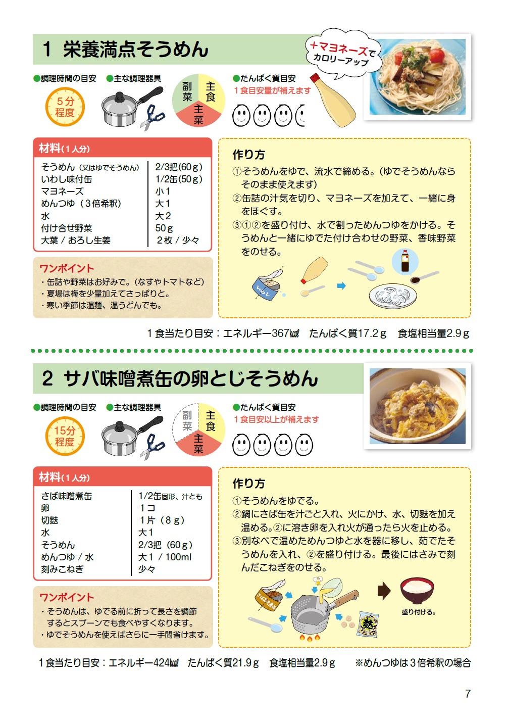低栄養予防レシピ例